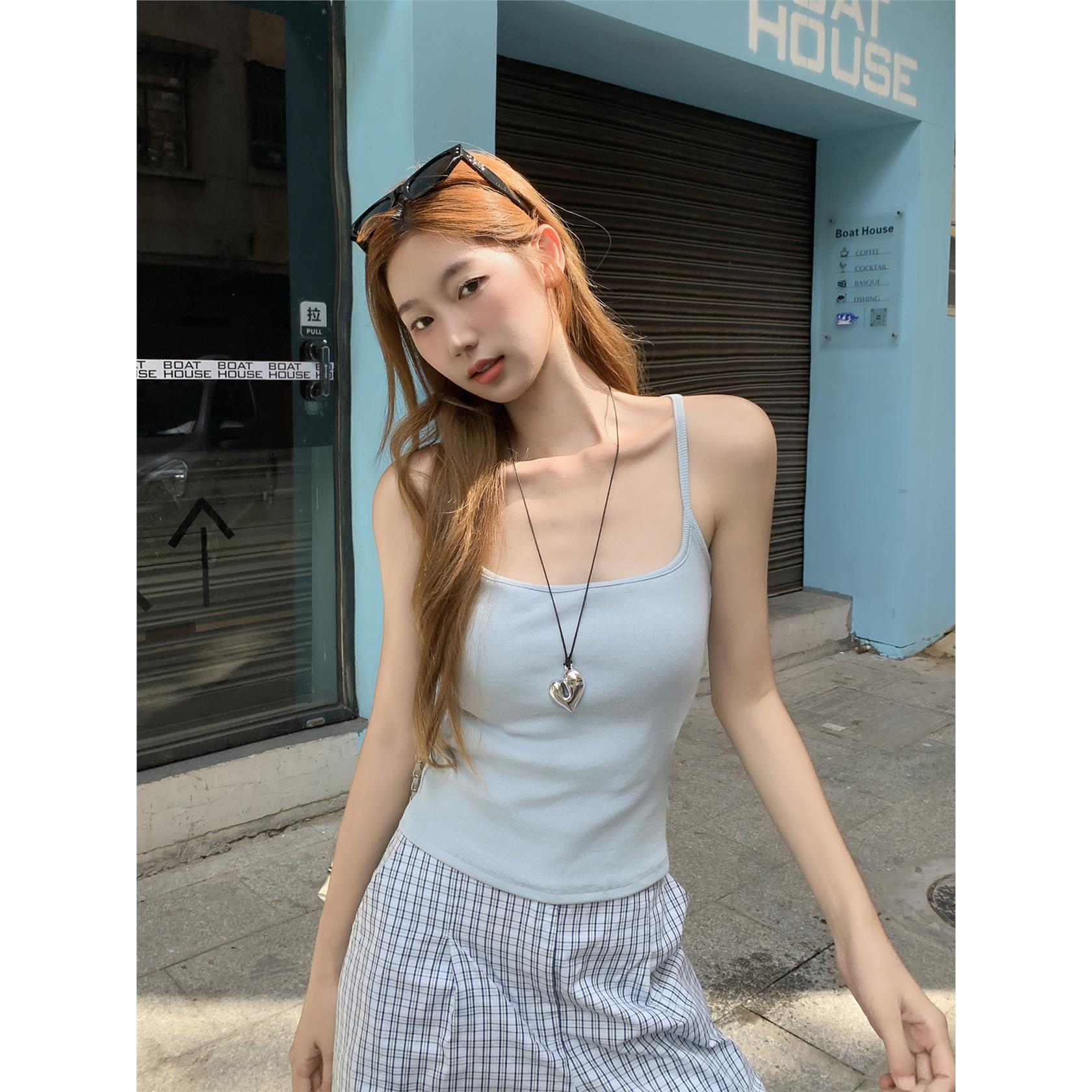 美式辣妹蓝色露背设计感