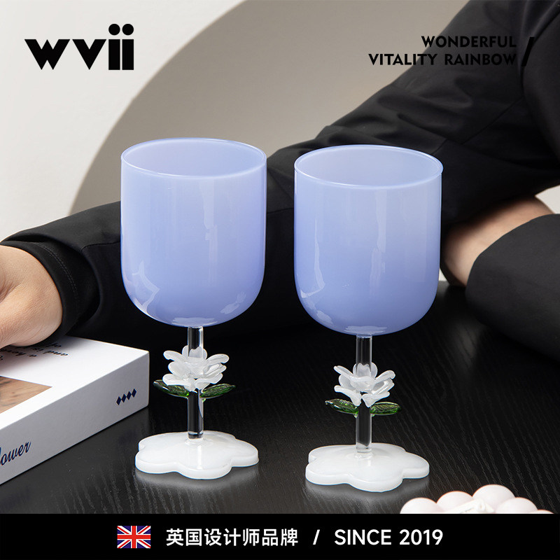 英国wvii蓝玉花女士高颜值葡萄酒高脚杯红酒杯轻奢高级感家用套装,餐饮具,葡萄酒/红酒杯,淘宝优惠券,粉丝福利购,淘宝优惠卷