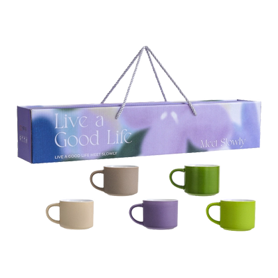 wvii彩色陶瓷咖啡杯5只礼盒装