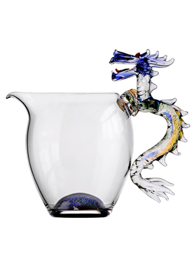 英国wvii高颜值星空底龙把功夫茶具茶海侧把公道杯玻璃高档分茶器