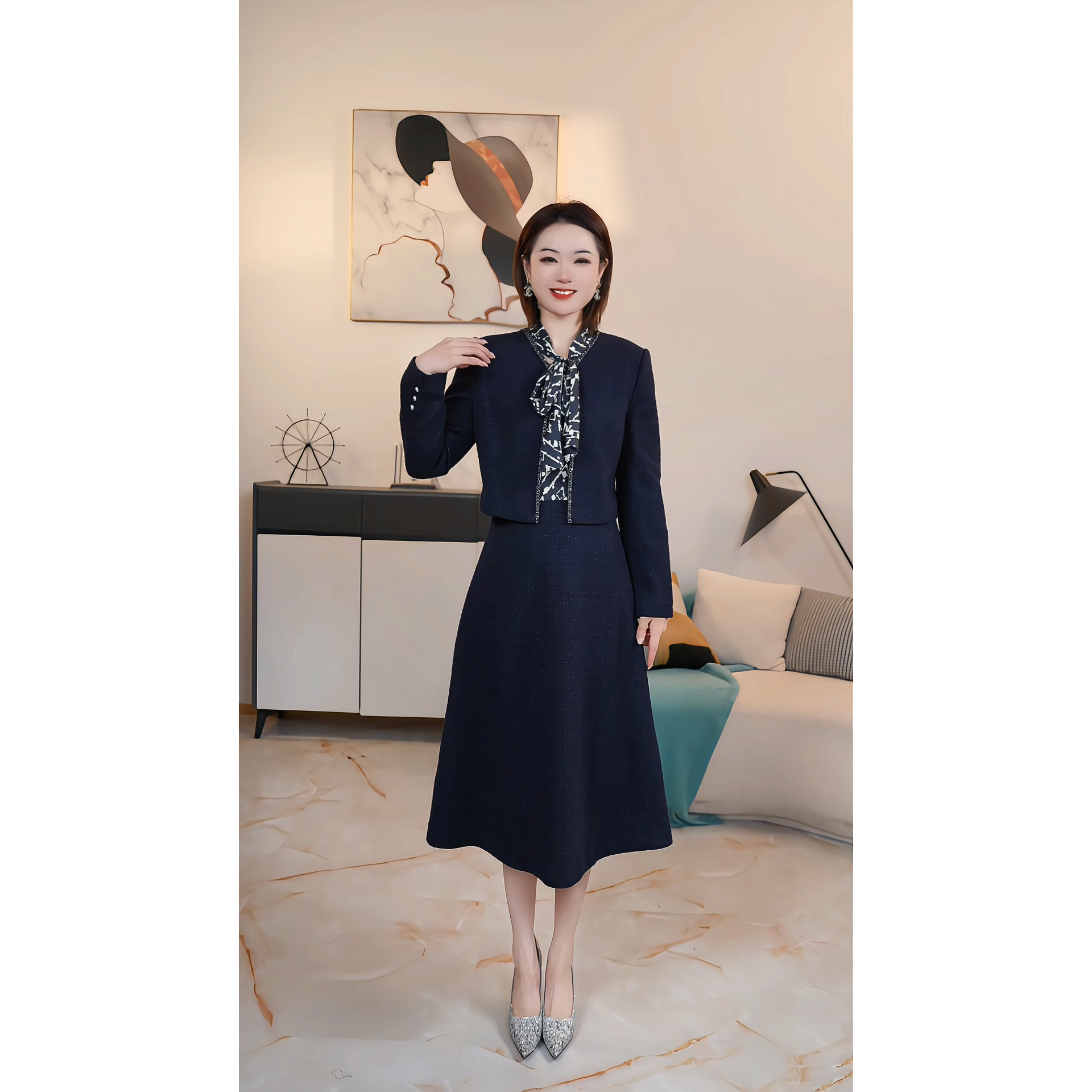 【撤柜清仓】D高端大码原创遮肉显瘦连衣裙 DA75