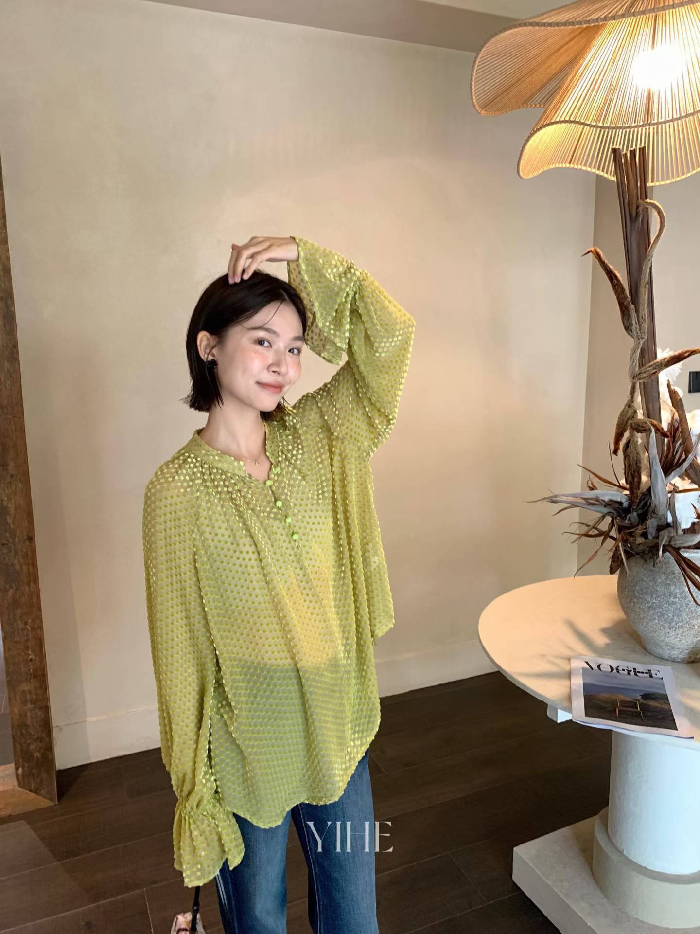 Jenny 法式别致荷叶边衬衫真丝上装