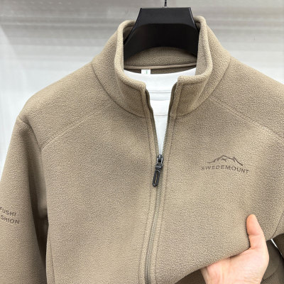 摇粒绒立领开衫卫衣男款冬季加绒