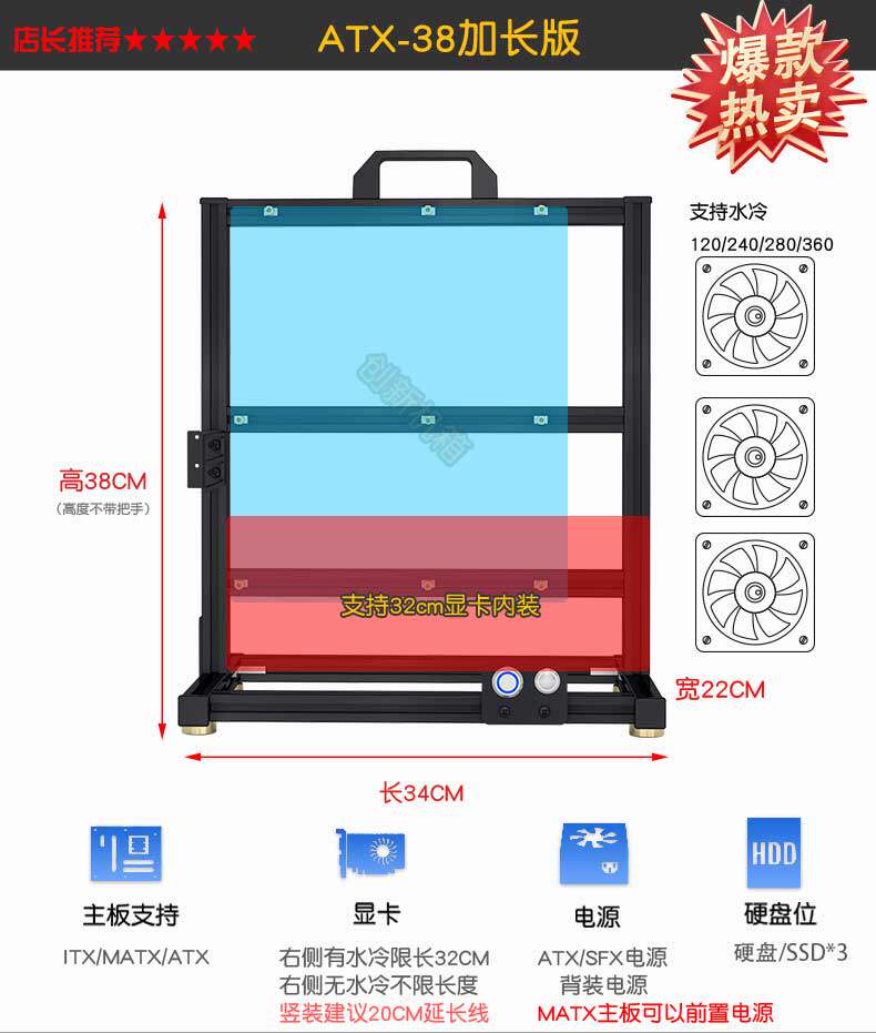 Open Chassis Matx Computer Chassis Rack Aluminum Alloy Atx Creative Itx Desktop Case Host Small Chassis