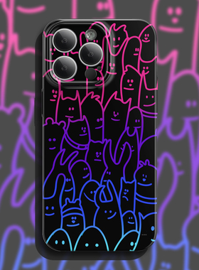 霓虹小怪兽iPhone16手机壳苹果15promax新款14菲林13全包12个性11搞怪xr创意8plus适用mate60华为pura70pro男