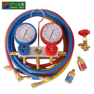 广一 R134A制冷压力表 汽车雪种表加氟表双表阀冷媒表空调雪种表