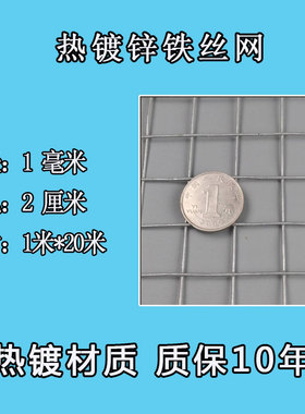 镀锌铁丝网热镀锌钢丝网围栏防锈小孔格网户外栅栏养殖防护网家用