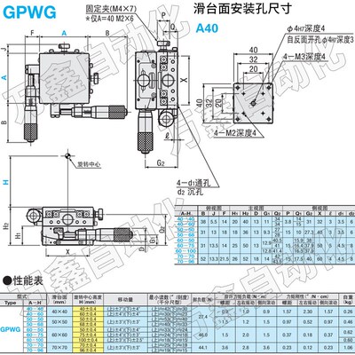 米思米骏河款GPG60-50精密光学角度台千分尺手动倾斜俯仰位移滑台