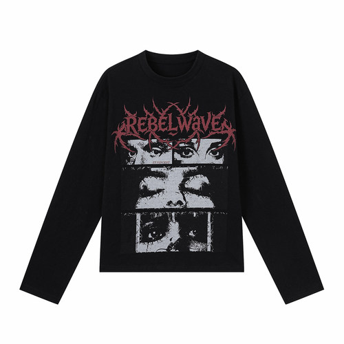 REBEL WAVE26FW“ce”人像荆棘印花长袖 长Tee