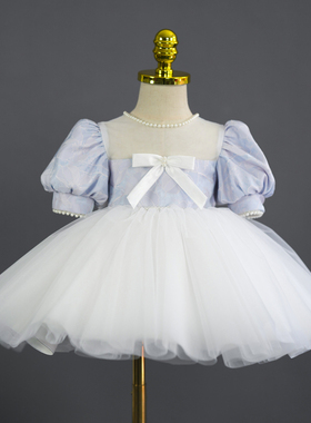 女童毕业晚礼服生日公主裙高端花童走秀儿童主持人钢琴紫色演出服