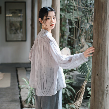 女装新款夏季新中式天丝苎麻外套女中国风轻薄防晒服开衫上衣