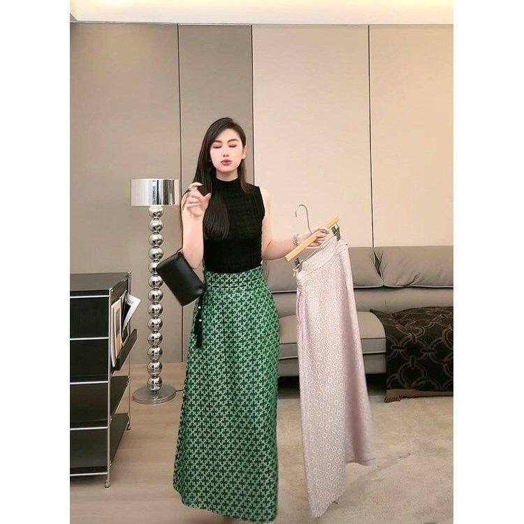 新中式高腰a字半身裙子2025夏季新款高腰显瘦长裙后开叉马面裙女