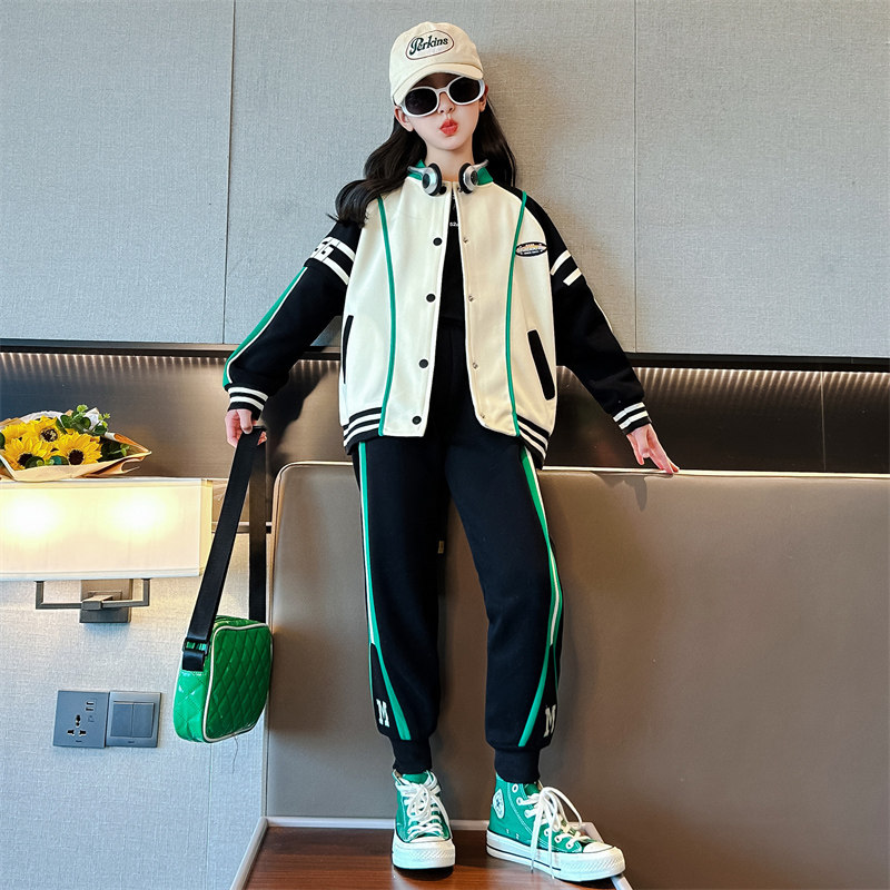 女童棒球服套装秋装2023新款时髦儿童韩版外套大童休闲两件套秋季使用感如何?
