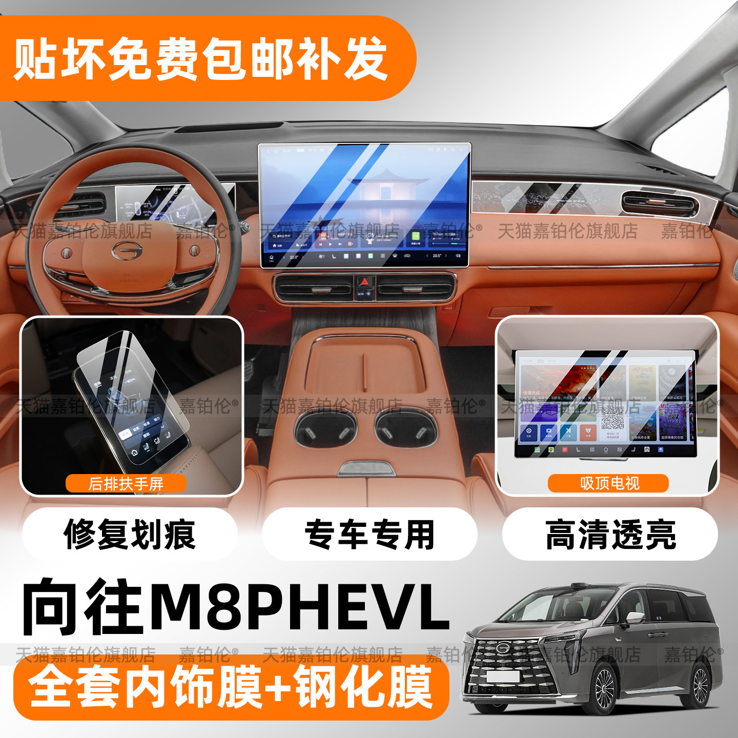 向往M8PHEVL内饰透明TPU保护膜