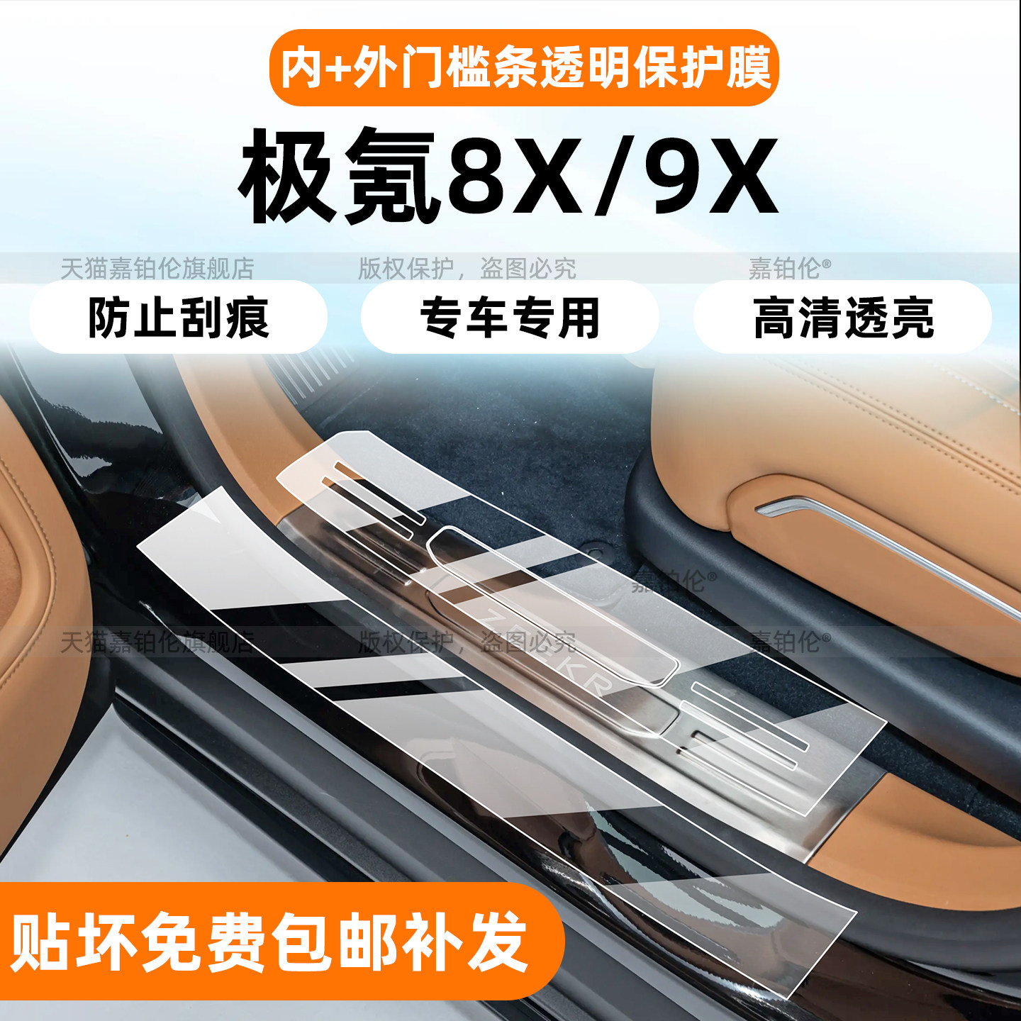 专用【极氪8X9X】门槛TPU保护膜