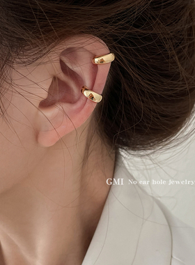 GMI素圈金属耳骨夹女士冷淡风轻奢高级感无耳洞耳夹金色耳环耳饰