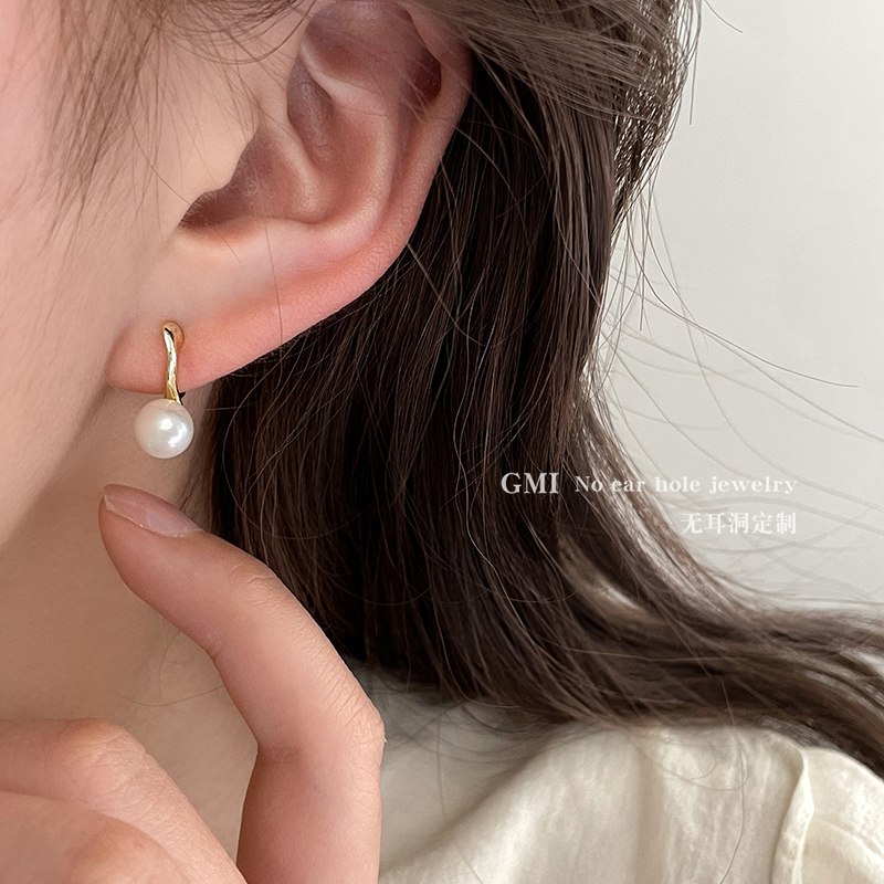 GMI淡水珍珠蚊香盘耳夹女法式复古无耳洞耳饰精致小巧高级感耳环