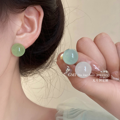 果冻粉色圆珠耳钉女甜美