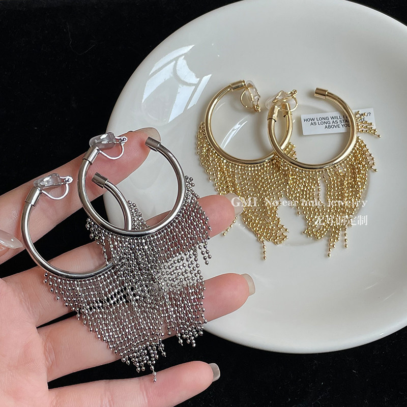 金色圈圈流苏无耳洞耳夹女夏季长款气质酷帅耳环独特绝美夸张耳饰,饰品/流行首饰/时尚饰品新,耳夹,淘宝优惠券,粉丝福利购,淘宝优惠卷