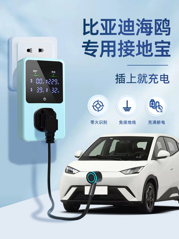 适用于25款比亚迪海鸥接地宝新能源车充电转换器插头10a16a免地线,3C数码配件,USB多功能数码宝,淘宝优惠券,粉丝福利购,淘宝优惠卷