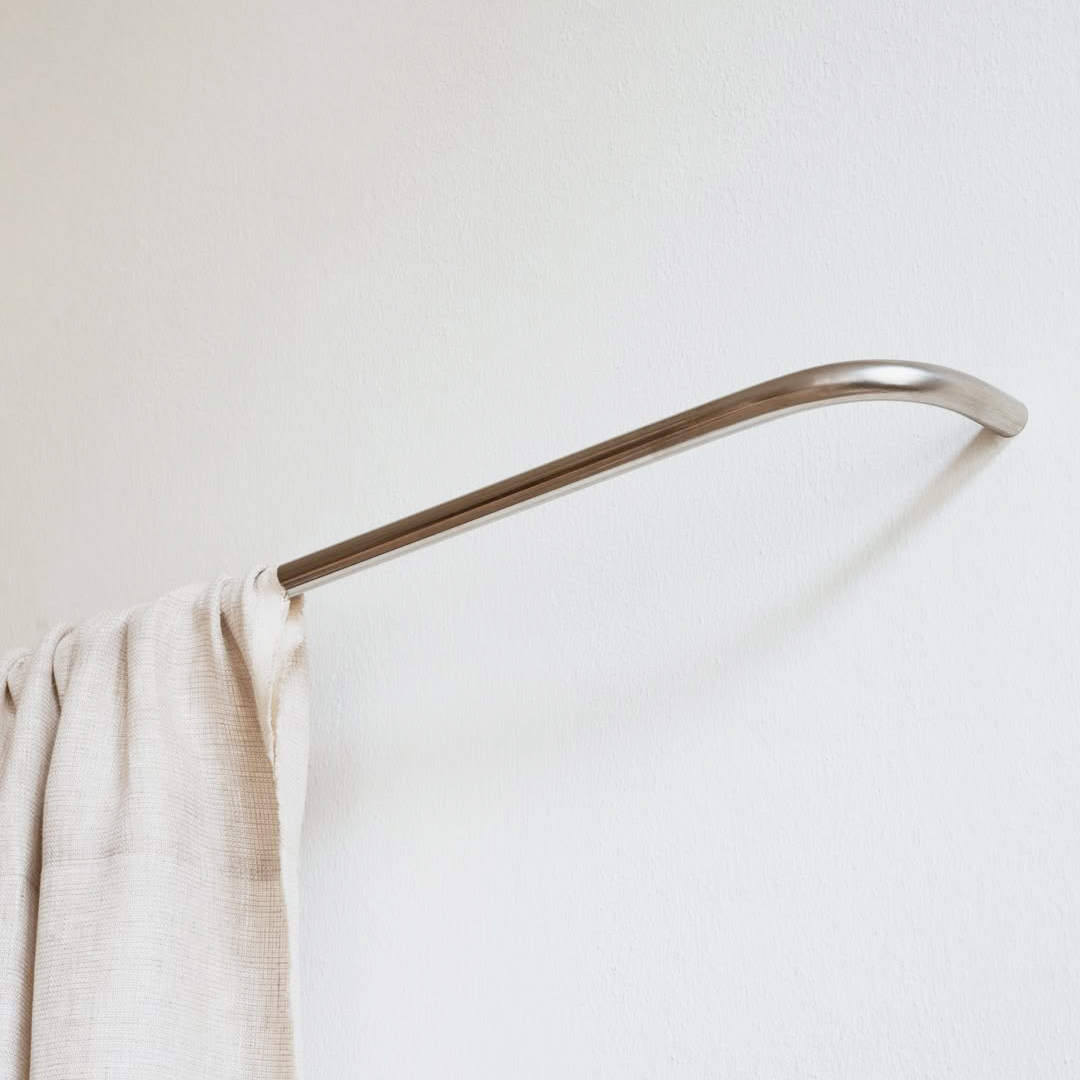 无痕极简！一体成型不锈钢U型窗帘杆罗马杆 工业风侘寂横杆纱帘杆