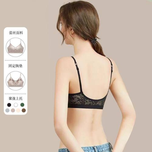 蕾丝美背抹胸式吊带背心女无钢圈聚拢收副乳防下垂一体式文胸薄款