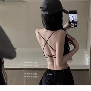 少女内衣女无钢圈防下垂聚拢运动交叉美背内搭外穿吊带背心2024夏