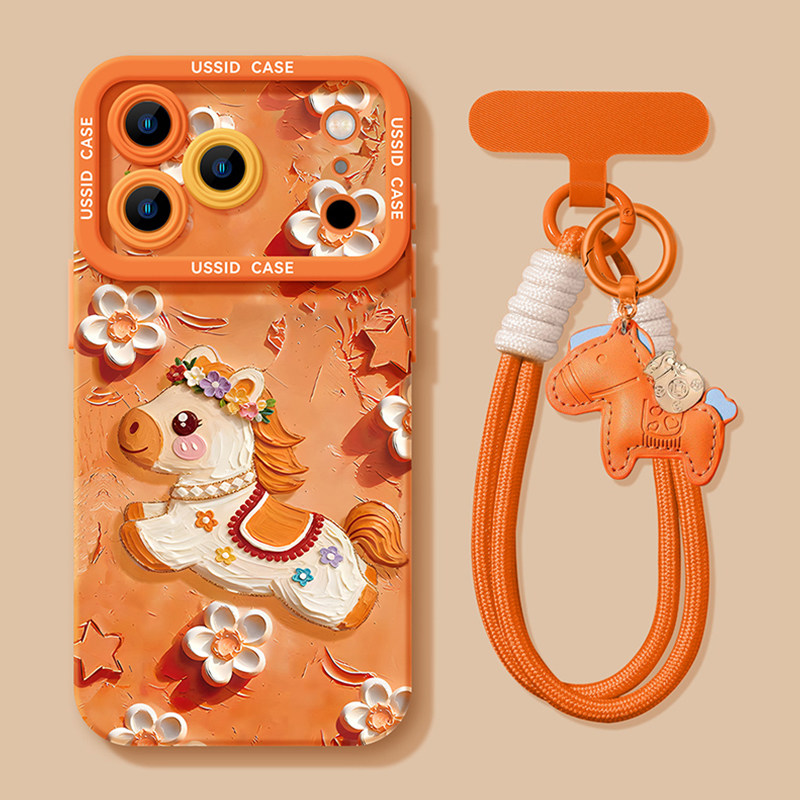 油画小马适用苹果17promax手机壳新款iphone17新年17pro马年16pro本命年15max带挂绳硅胶14红色过年pro套air,3C数码配件,手机保护套/壳,淘宝优惠券,粉丝福利购,淘宝优惠卷