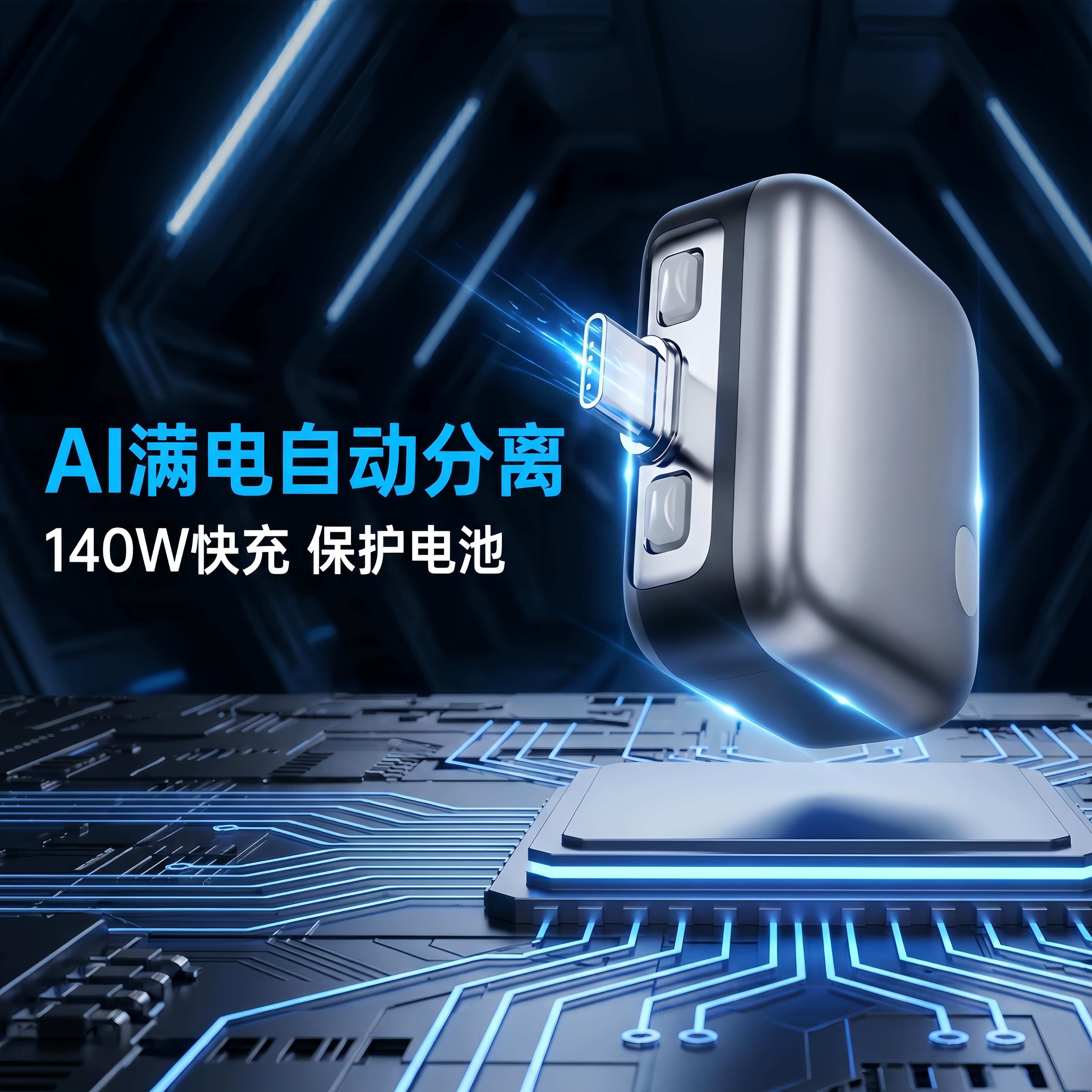 AI识别自动断电充电器手机140W