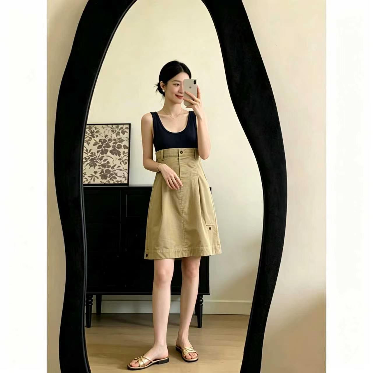 流行时尚潮牌女装假两件撞色拼接无袖连衣裙女气质减龄背心短裙