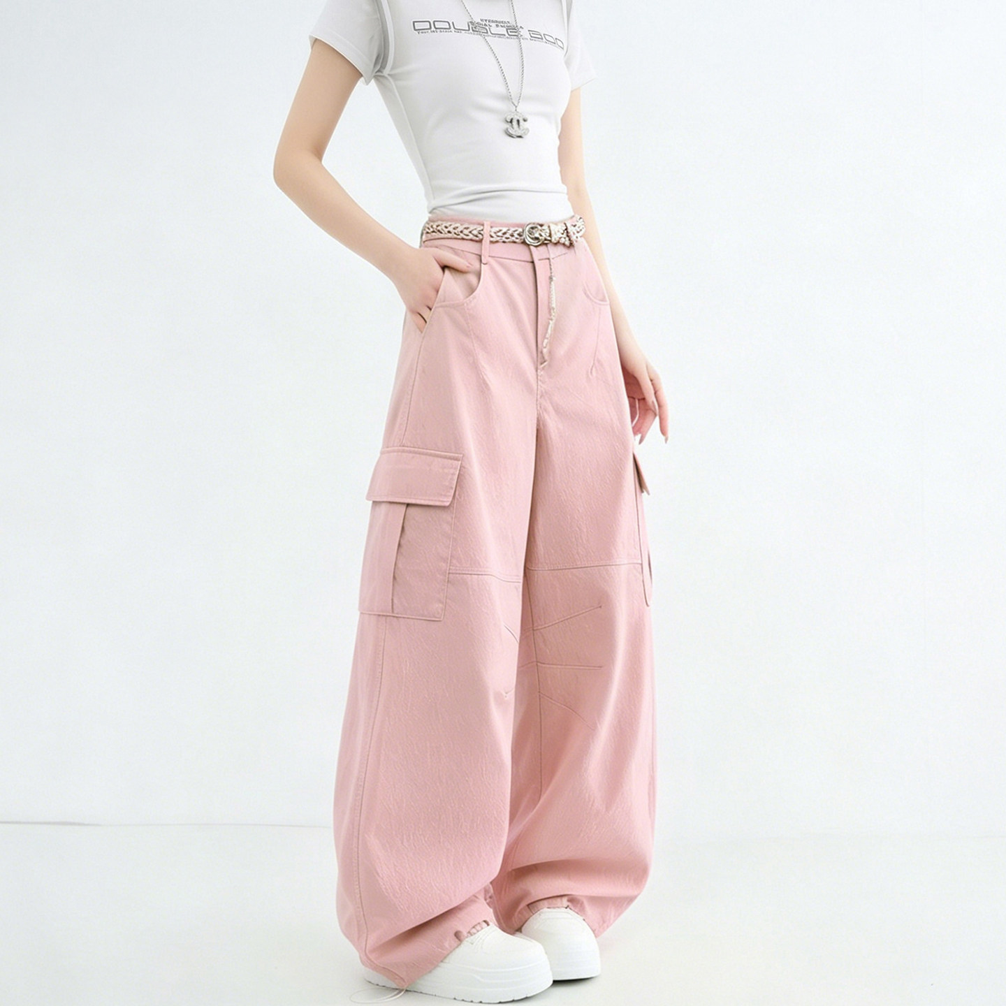 薄款工装裤女2026夏季新款宽松bf慵懒风高腰直筒显瘦阔腿休闲长裤