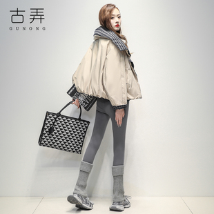两面穿格纹羽绒服女短款小个子2026冬季新款韩系宽松廓形翻领外套