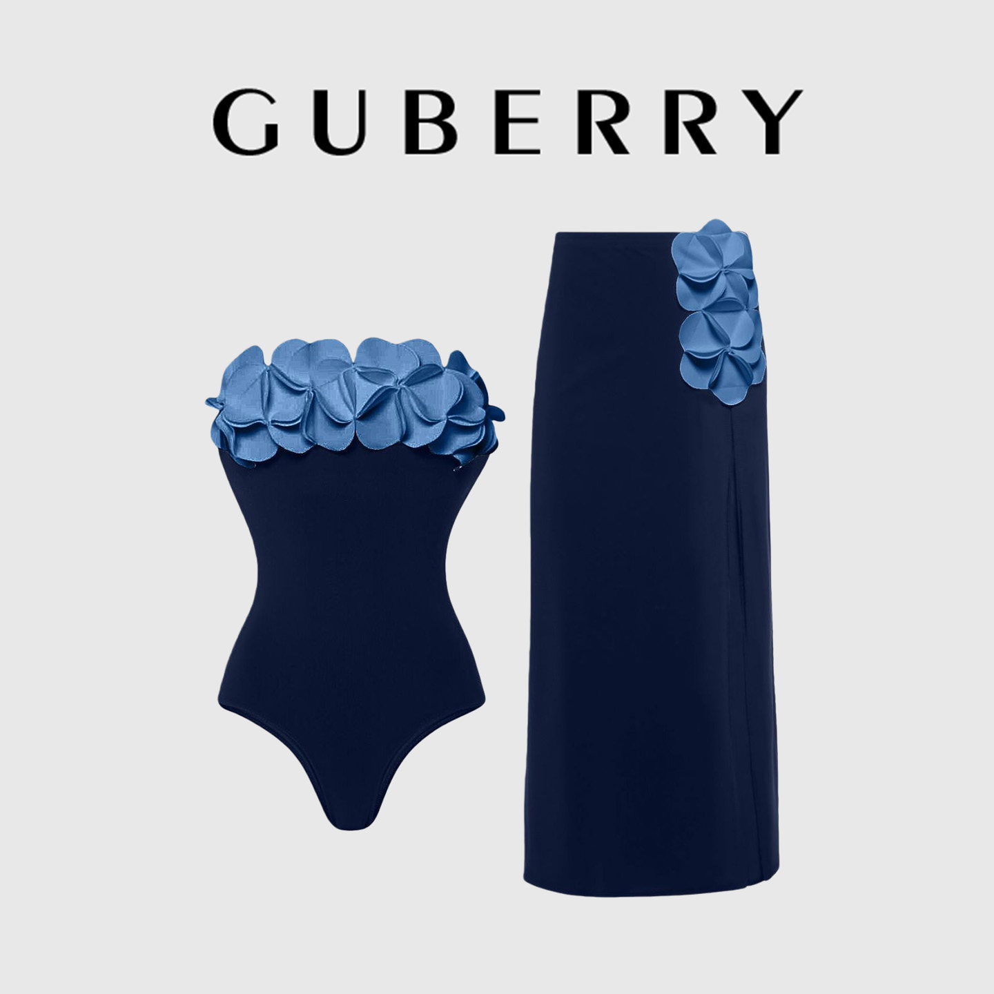 GUBERRY泳装抹胸小众设计连体泳衣女高级时尚紧身沙滩度假泡温泉