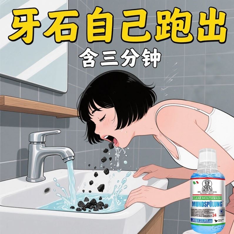 【欧洲热销】牙石溶解漱口水便携式洗牙垢牙黄牙渍清理牙缝护理