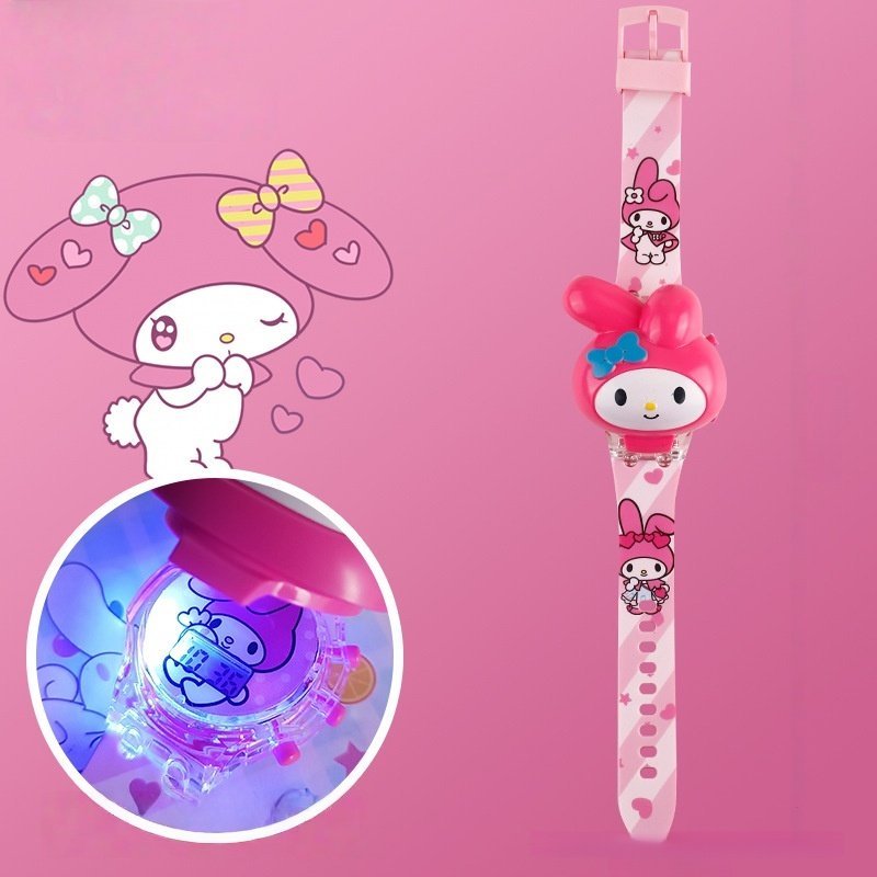 美乐蒂儿童音乐发光手表小学生卡通可爱翻盖电子手表宝宝礼物玩具