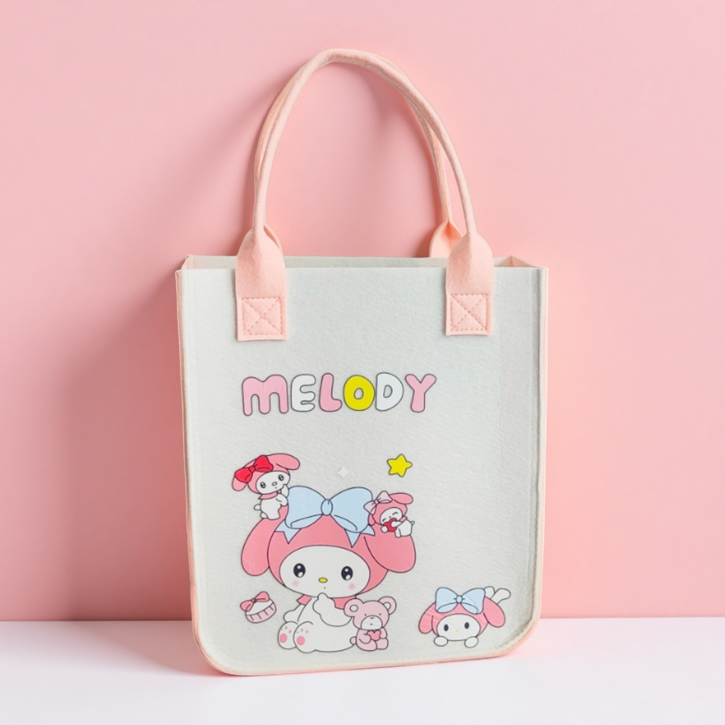 美乐蒂卡通可爱手提包烫画毛毡包