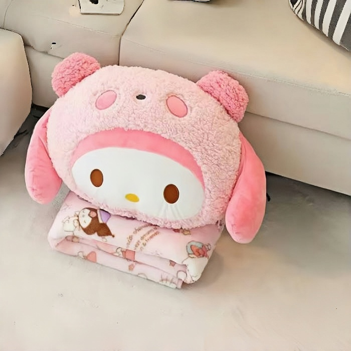 美乐蒂卡通毛毯二合一车趴午睡枕