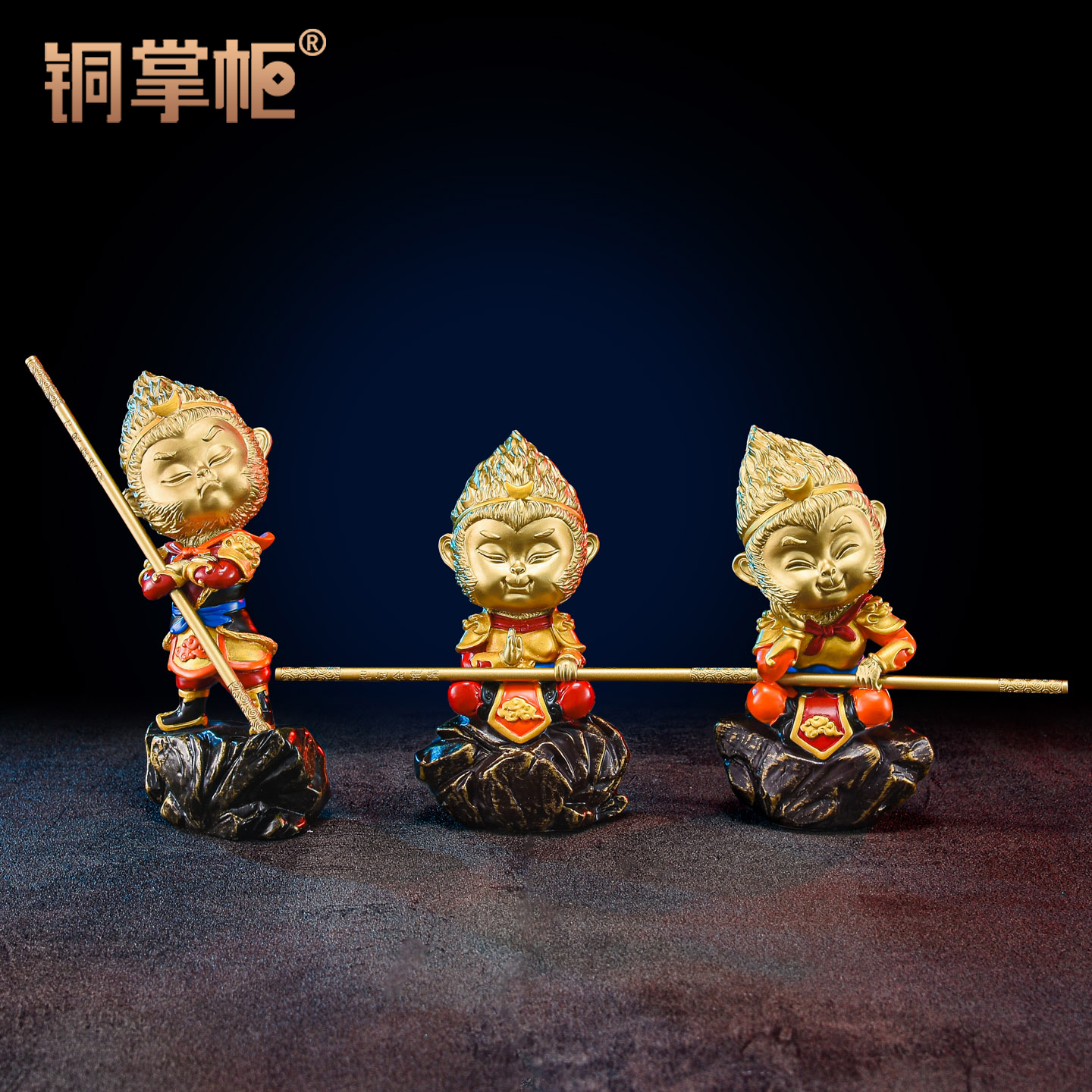 纯黄铜镇宅招财齐天大圣摆件客厅