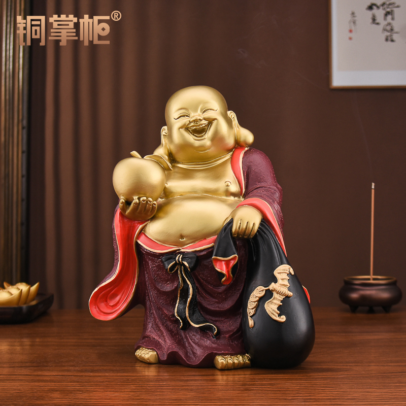 铜掌柜弥勒佛菩萨大肚开心笑佛佛像摆件家居客厅装饰品黄铜工艺品