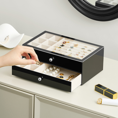 压克力首饰收纳盒精致珠宝首饰盒耳针项炼戒指2025款大容量收纳盒