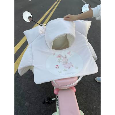 亲子款电动车挡风被冬季天窗开叉电瓶摩托车儿童可视小孩防水保暖