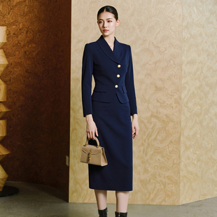 气质通勤正装 女职业装 金扣两件套套裙显瘦 套装 柏易兰商务风西装