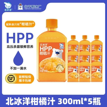 北冰洋柑橘汁北冰洋联名北京制冰厂HPP柑桔汁300ml*5瓶鲜榨果汁
