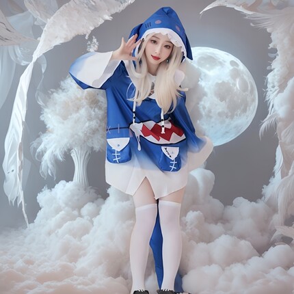 HololiveEN GwarGura噶呜古拉鲨鱼服COS服可爱古拉服漫展二次元女