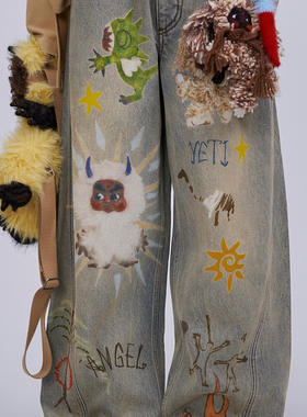 【时代少年团宋亚轩同款】ANGEL CHEN陈安琪雪怪印花水洗牛仔裤