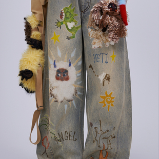 CHEN陈安琪雪怪印花水洗牛仔裤 ANGEL 时代少年团宋亚轩同款