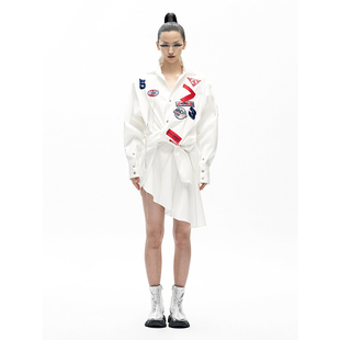 CHEN 衬衫 陈安琪 白色绣标翻领长袖 上衣 原创设计 ANGEL