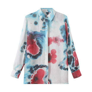 ANGEL CHEN陈安琪 PS24 青红水墨印花衬衫