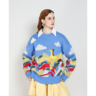 动物提花毛衣背心女 佟丽娅同款 ANGEL CHEN陈安琪原创设计