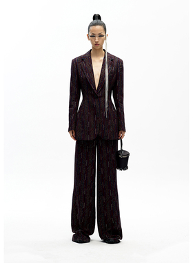 ANGEL CHEN 陈安琪秋冬系列提花直筒长裤高腰西装裤